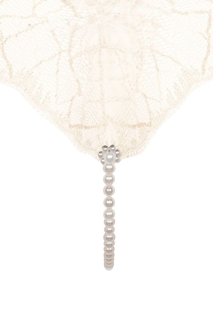 Ivory Lace One Piece With Single Pearl String - Exclusive Designer Lingerie
