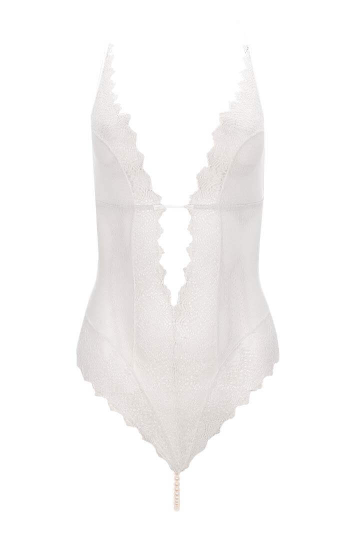 COAX Copenhagen ivory bodysuit with white Manacor pearls for G-spot and external stimulation
