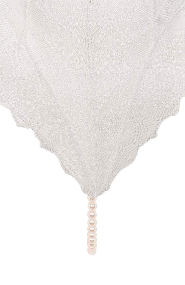 COAX Copenhagen ivory lingerie bodysuit with white pearls and erotic open design