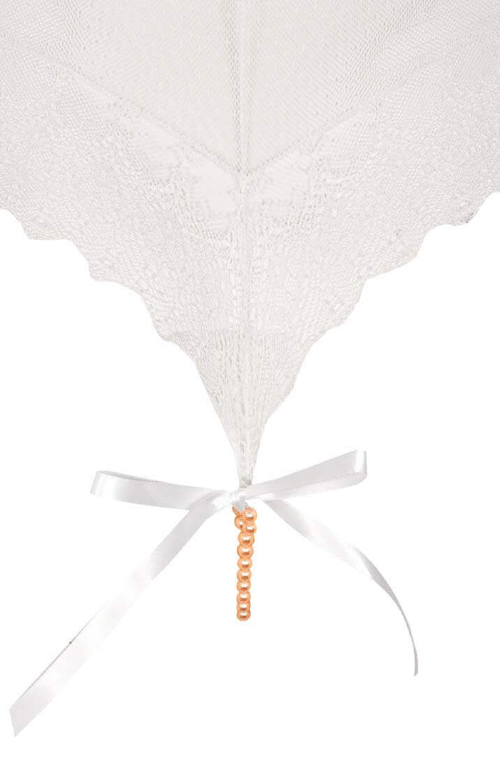 Ivory lace bodysuit with pearl string made for intimate pleasure and elegance - COAX Copenhagen