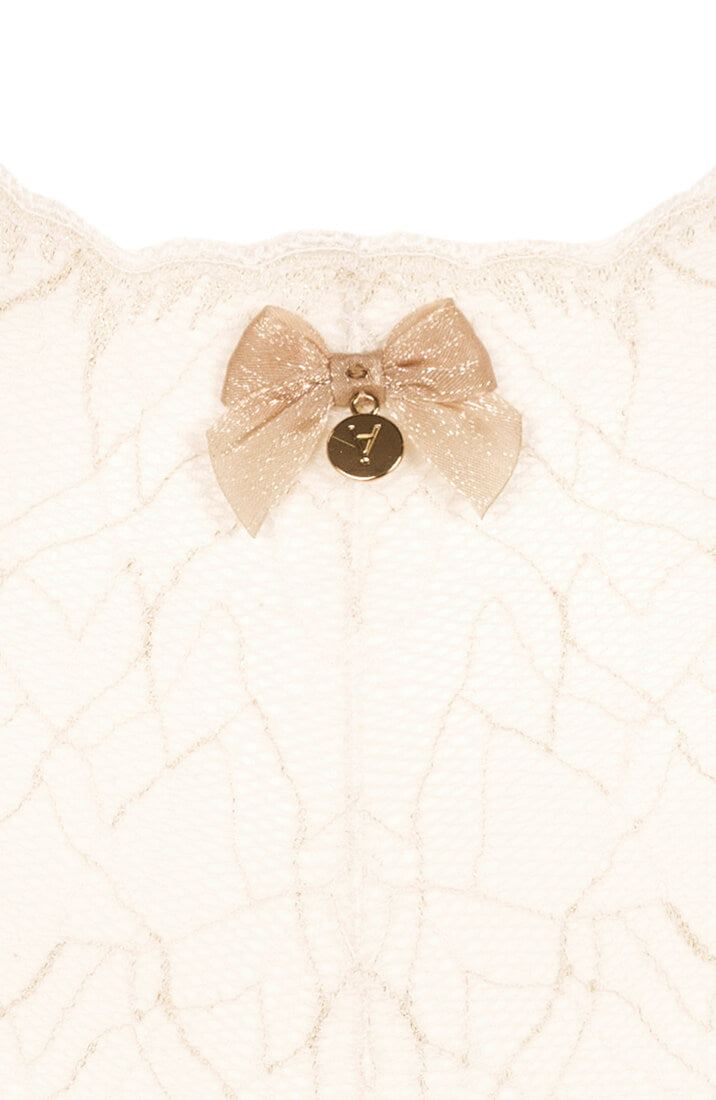 Ivory Italian lace high-waist panty with single Manacor pearl string