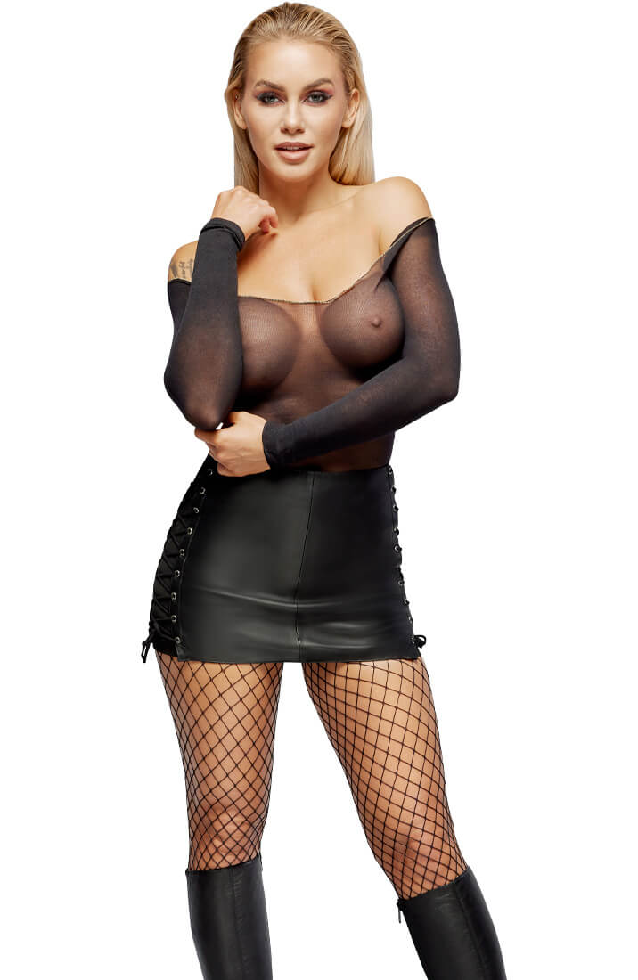 Leather mini skirt