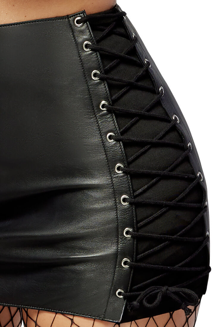 Leather mini skirt