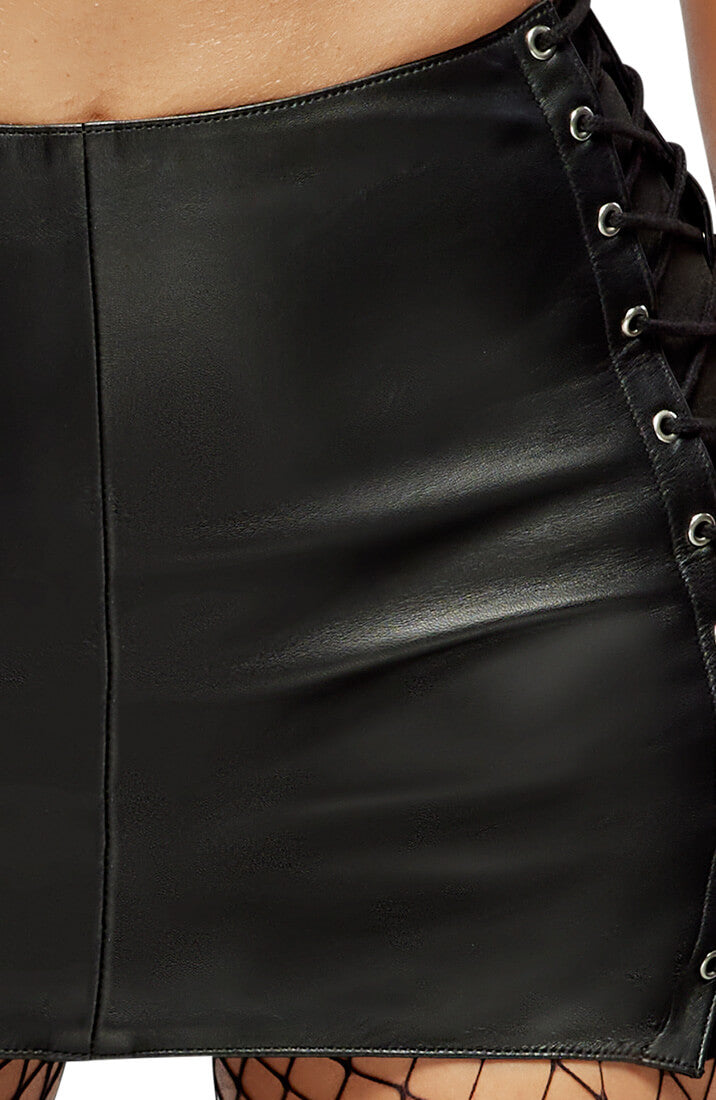 Leather mini skirt