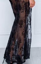 Load image into Gallery viewer, Long sheer black dress with flock embroidery