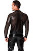 Men's Laser-cut wet look bomber jacket