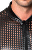 Men's Laser-cut wet look bomber jacket