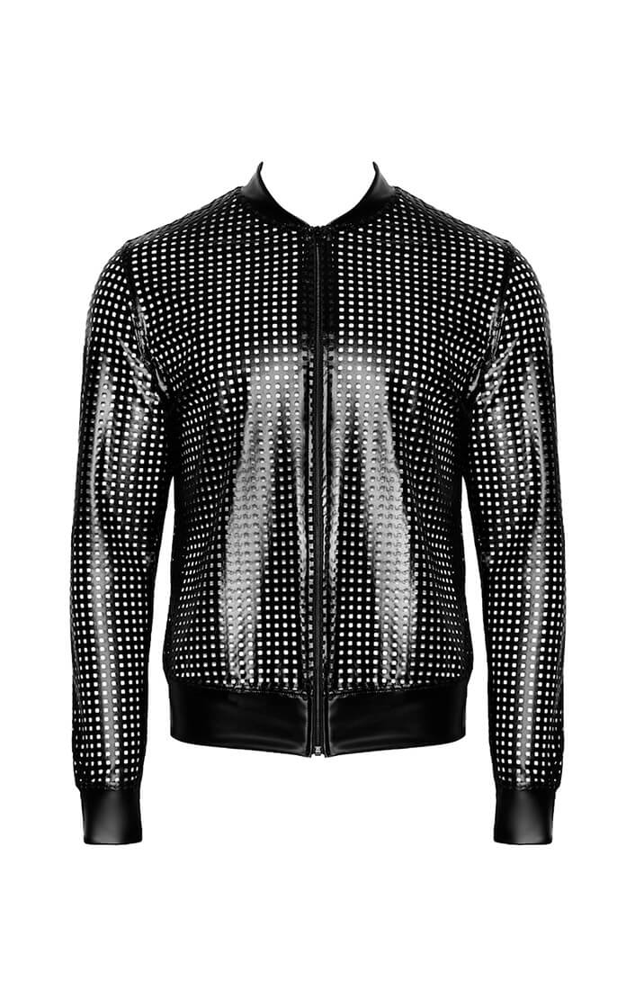 Men's Laser-cut wet look bomber jacket