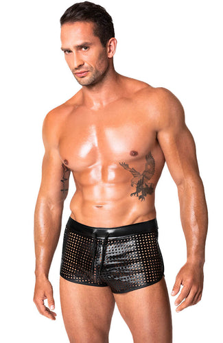 Men's Laser-cut wet look boxer shorts