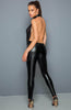 Sheer black & wet look catsuit with embellished choker