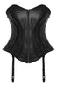Front zip detail on lamb leather corset with structured fit