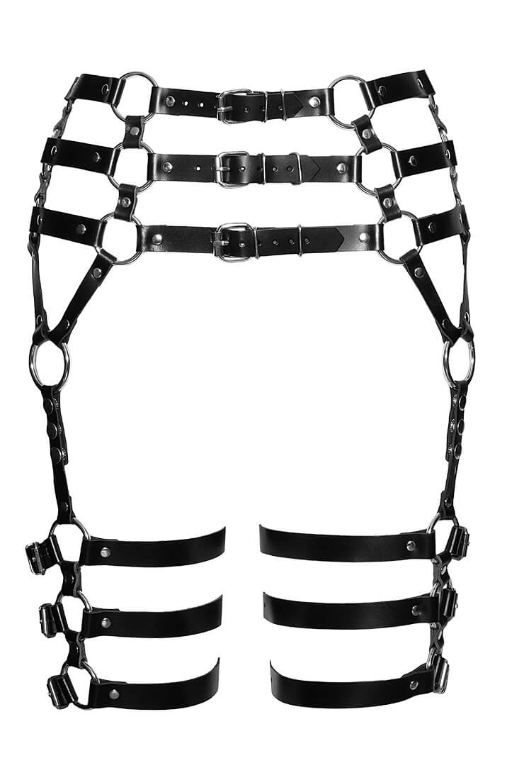 Waist and thigh strap harness made for bold fetish styling