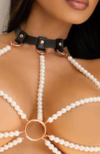 Load image into Gallery viewer, Erotic Pearl X faux leather harness lingerie set