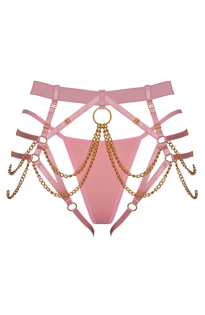 COAX Copenhagen blush pink strappy lingerie with chains