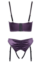 Load image into Gallery viewer, Purple satin lingerie set