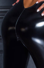 Load image into Gallery viewer, Sexy black PVC catsuit with open back