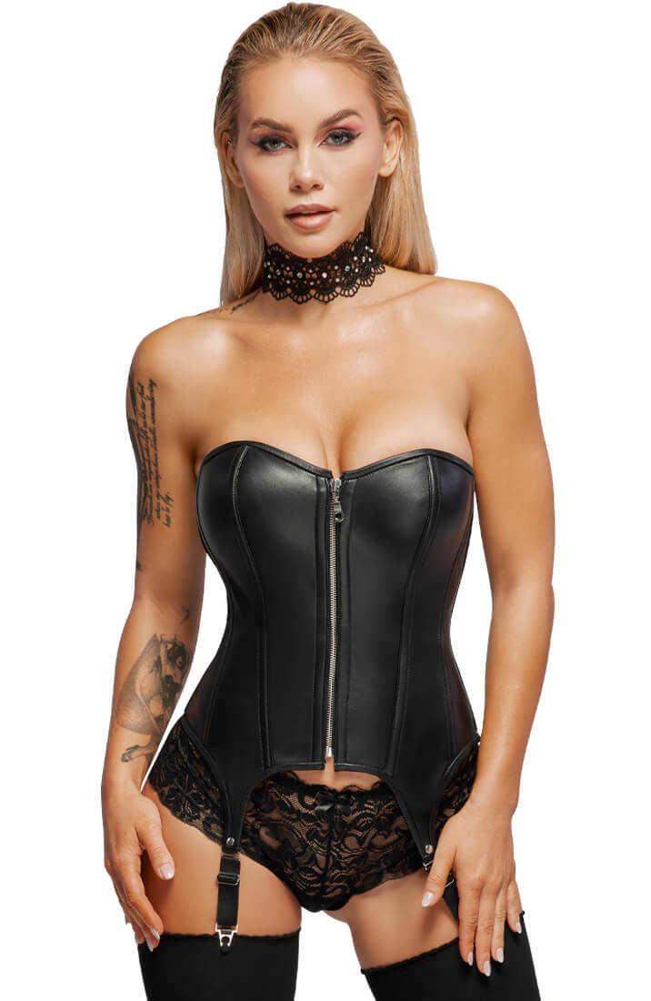 Leather suspender corset