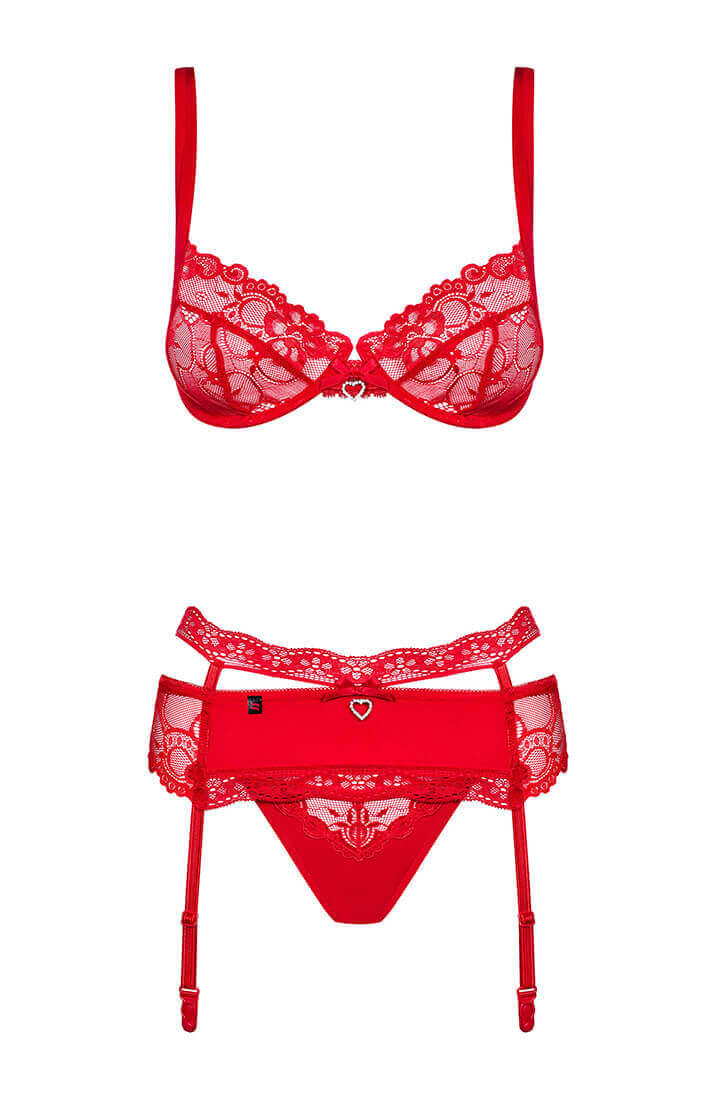 Red 3 pc lingerie set