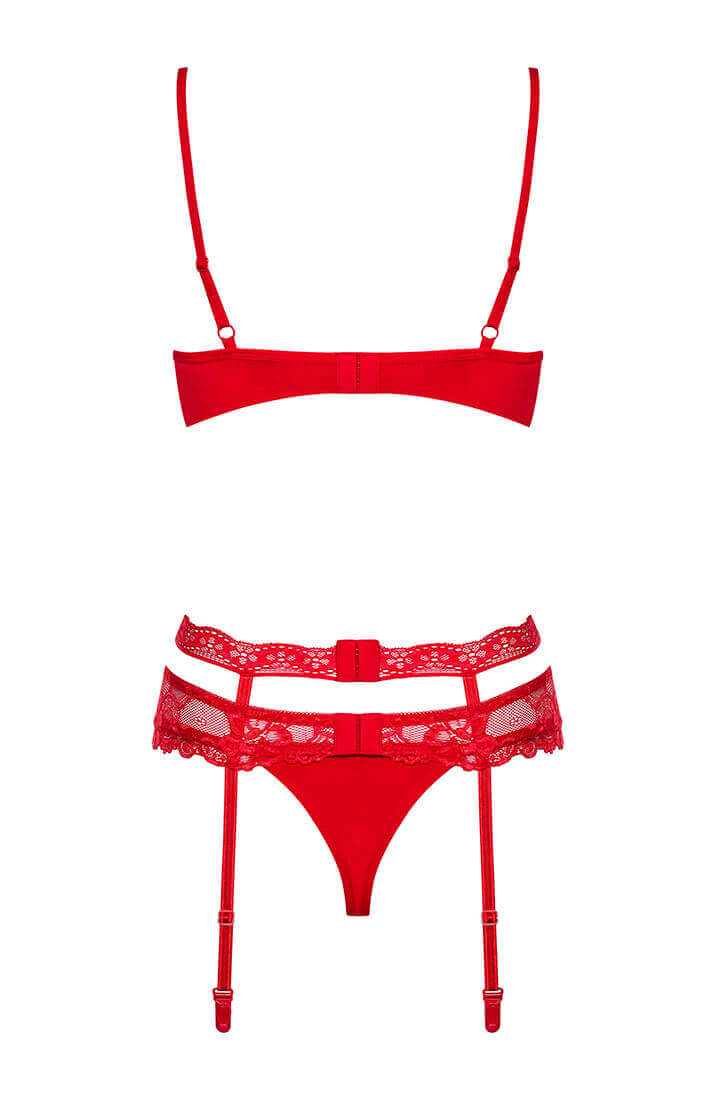 Red 3 pc lingerie set