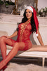 Red bodystocking lingerie with hearts