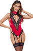 Red crotchless bodysuit lingerie