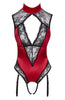 Red crotchless bodysuit lingerie