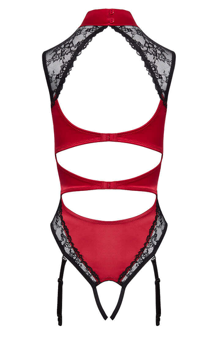 Red crotchless bodysuit lingerie