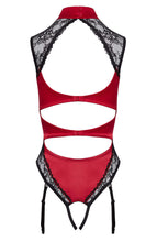 Load image into Gallery viewer, Red crotchless bodysuit lingerie