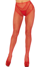 Load image into Gallery viewer, Red crotchless tights with hearts