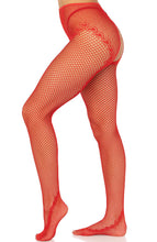 Load image into Gallery viewer, Red crotchless tights with hearts