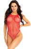 Sexy red industrial net bodysuit lingerie