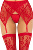 Red lace thigh highs & garterbelt