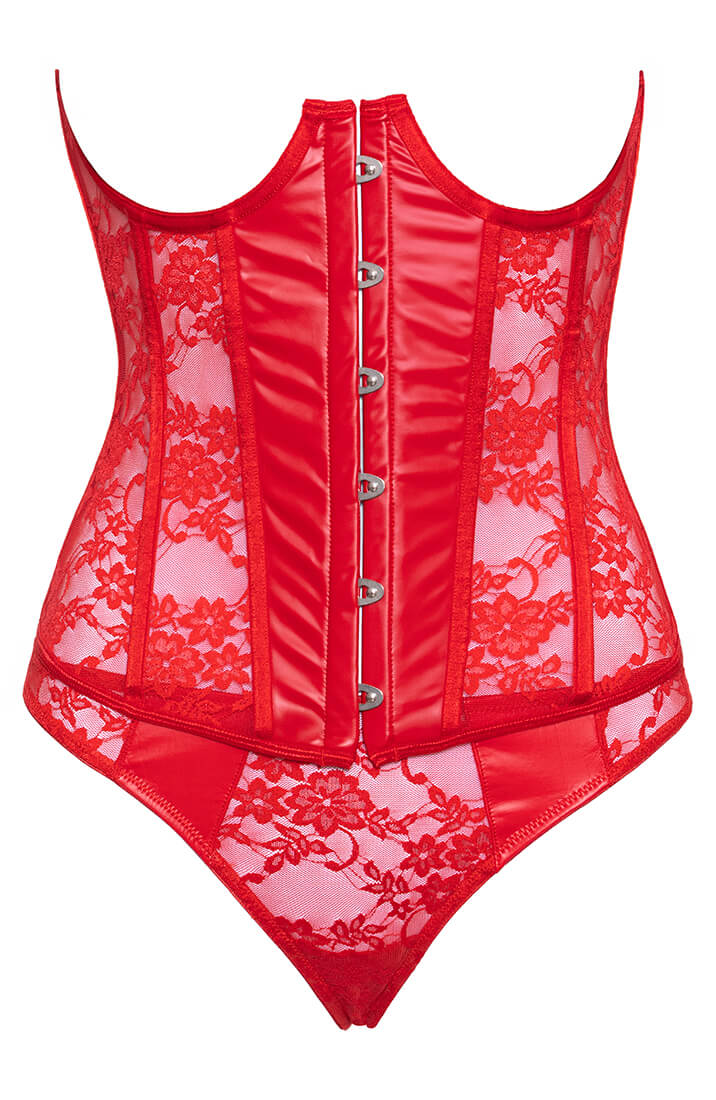Red Lace Underbust Corset with Matching Thong