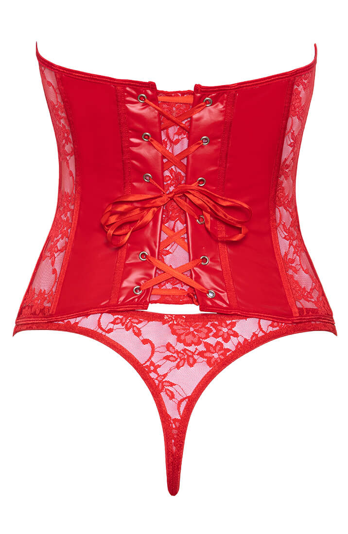 Luxury Red Corset Lingerie with Open Bust Design