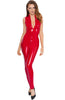 Erotic red vinyl catsuit with shiny surface
