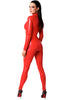 Red wet look catsuit