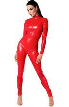 Load image into Gallery viewer, Red wet look catsuit