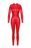 Red wet look catsuit