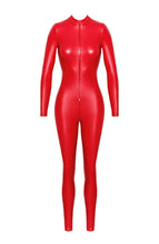 Load image into Gallery viewer, Red wet look catsuit