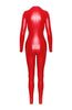 Red wet look catsuit