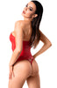 Red wet look corset with front zip