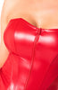 Red wet look corset with front zip