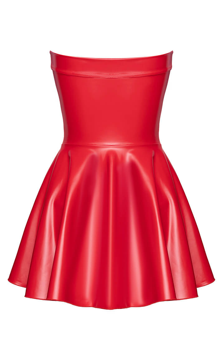 Vibrant red strapless fetish dress with cut-out neckline - COAX Copenhagen