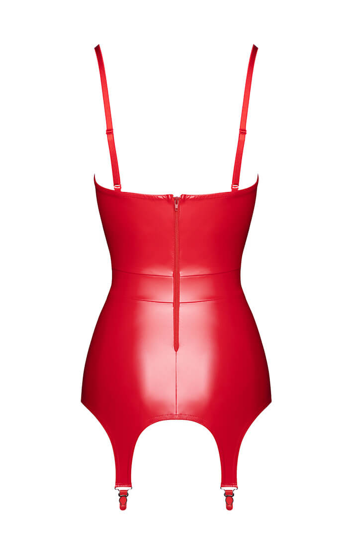COAX Copenhagen red wet look corset for bold and confident styling