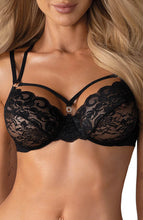 Load image into Gallery viewer, Sexy black cage-strap lace bra &amp; panty set