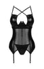 Sexy black wet look bustier set