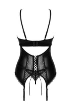 Load image into Gallery viewer, Sexy black wet look bustier set