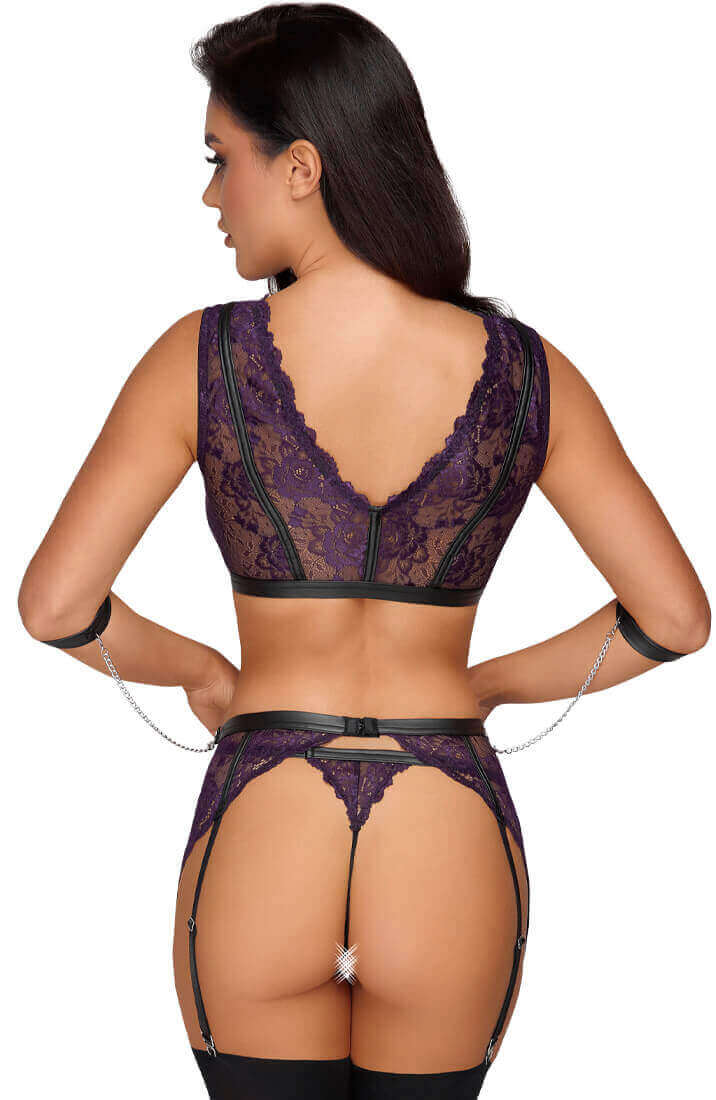 Sexy purple lingerie set with restraints
