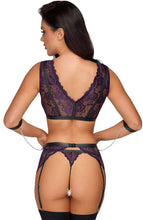 Load image into Gallery viewer, Sexy purple lingerie set with restraints