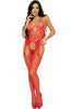 Sexy romantic red bodystocking lingerie with hearts